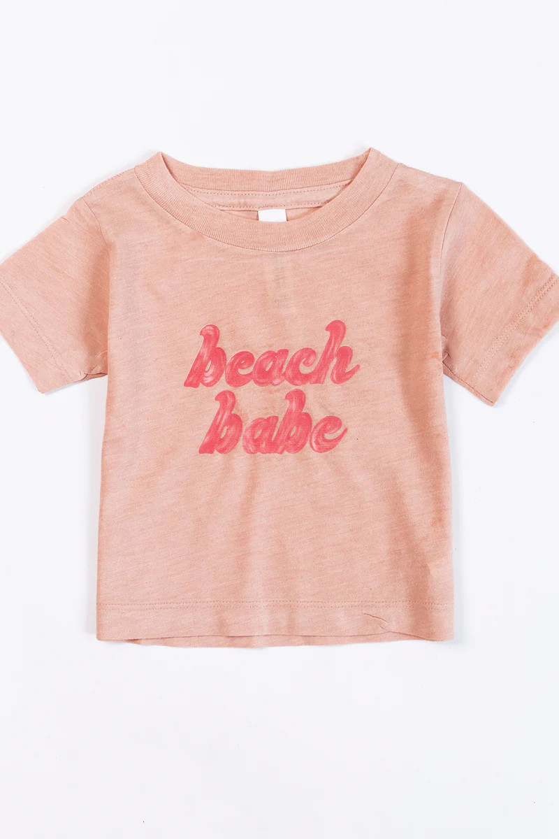 Beach Babe Script Peach Graphic Baby Tee | The Pink Lily Boutique