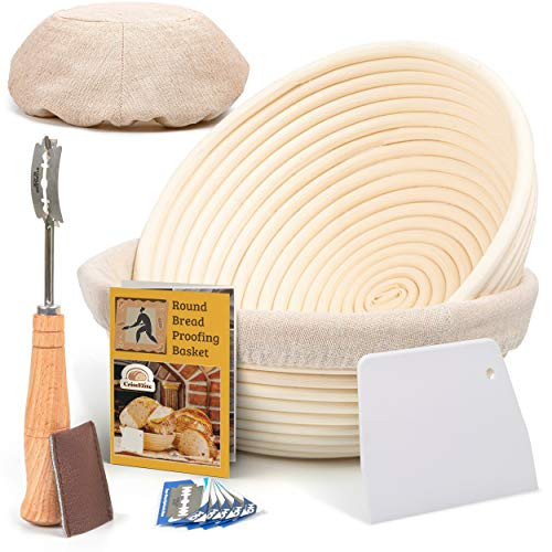 9 Inch Bread Banneton Proofing Basket Round with Liner Cloth– Set of 2 + Premium Bread Lame and... | Amazon (US)