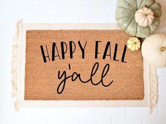 Happy Fall Yall Doormat, Fall Welcome Mat, Fall Decor, Funny Doormat, Funny Welcome Mat, Hallowee... | Etsy (US)