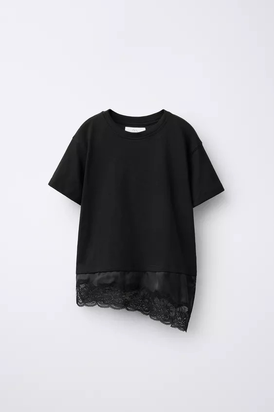 COMBINATION LACE T-SHIRT | Zara US