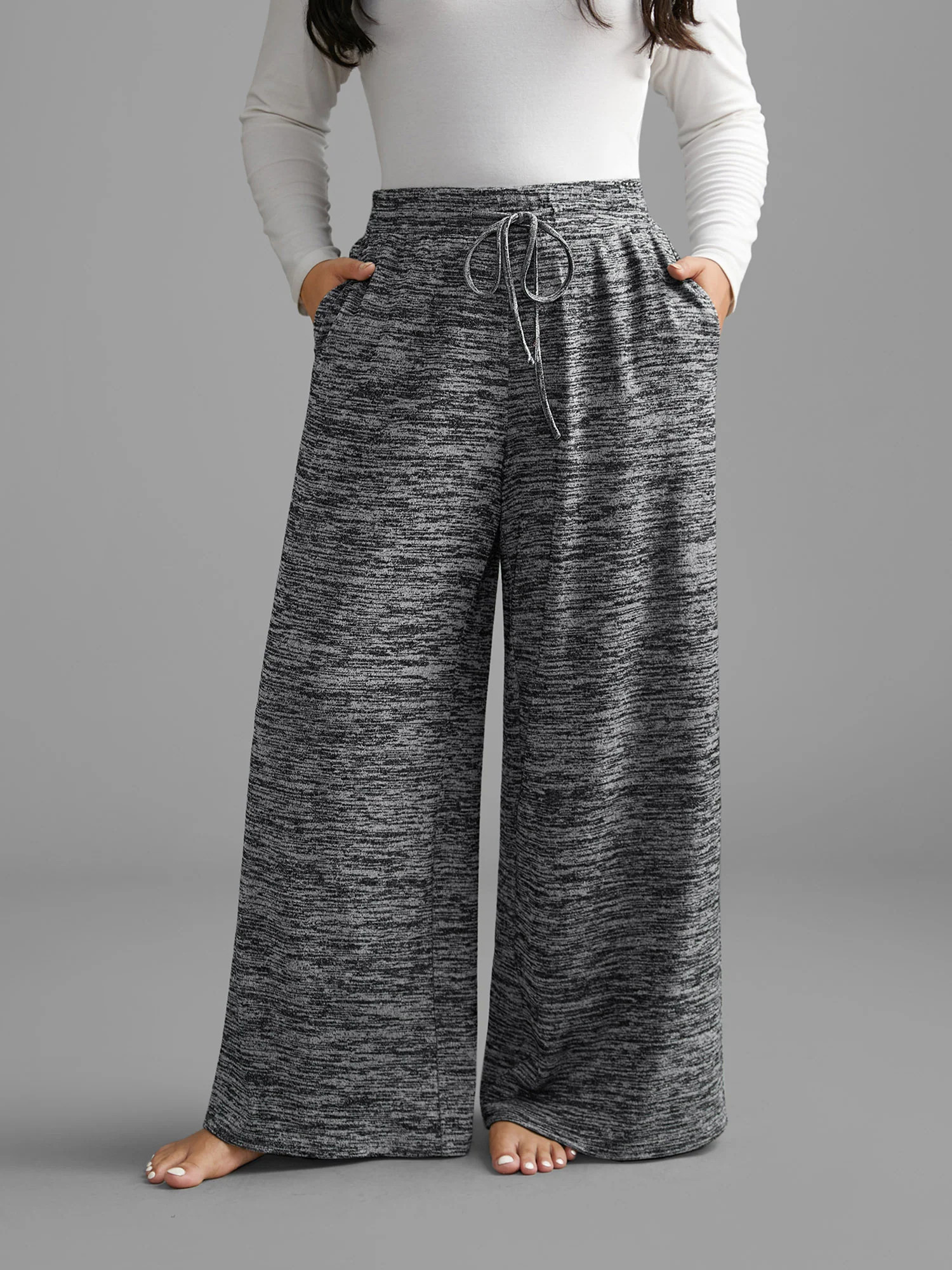 Heather Drawstring Loose Lounge Bottoms | Bloomchic