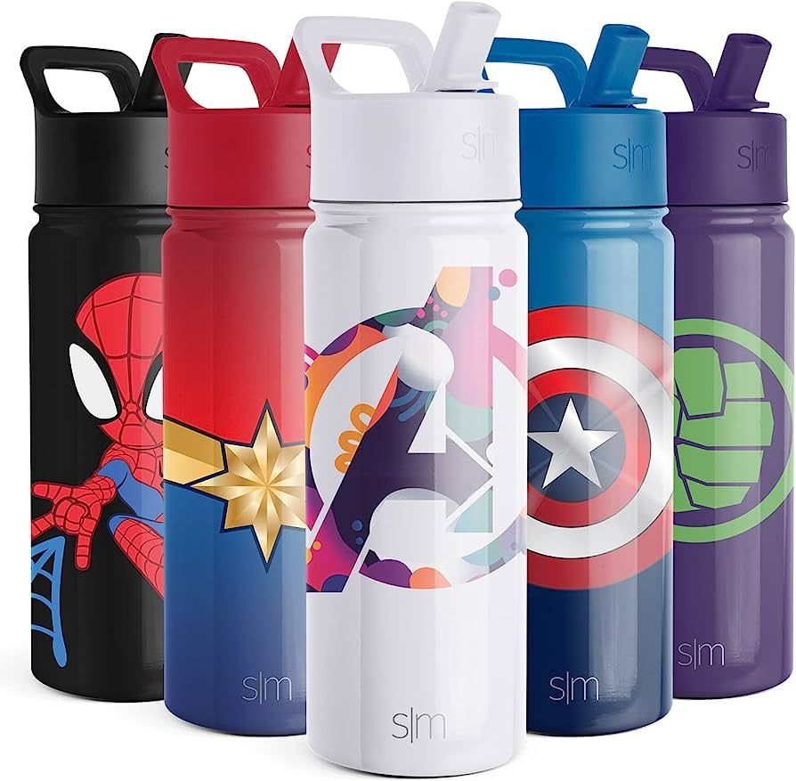 Simple Modern Marvel Avengers Water Bottle with Straw Lid | Insulated Stainless Steel Reusable Tu... | Amazon (US)