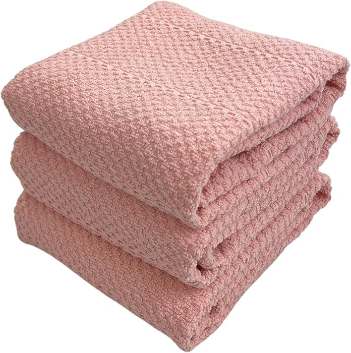 Serafina Home Light Pink Kitchen Hand Dish Towels: Oversized 28" x 18",100% Cotton Cloth Soft Cle... | Amazon (US)