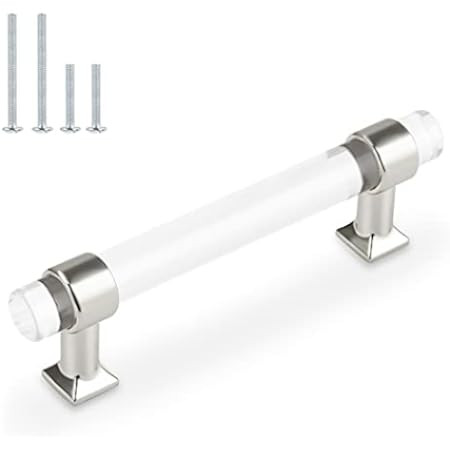 10 Pack Acrylic Cabinet Pulls,Polished Chrome Bathroom Drawer Pulls,Clear Acrylic Pull Handles for K | Amazon (US)