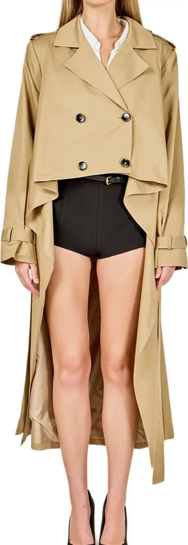High-Low Cotton Blend Trench Coat | Nordstrom