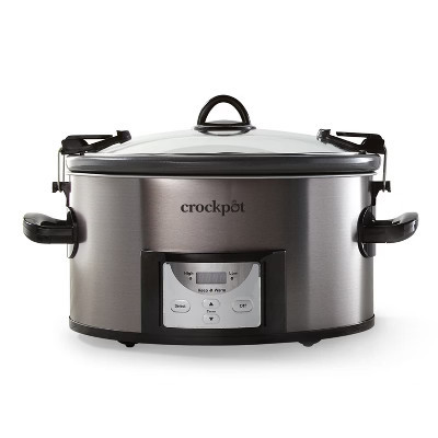 Crock-Pot 7qt Cook & Carry Programmable Easy-Clean Slow Cooker Stainless Steel: 3 Settings, Dishwasher-Safe Parts | Target