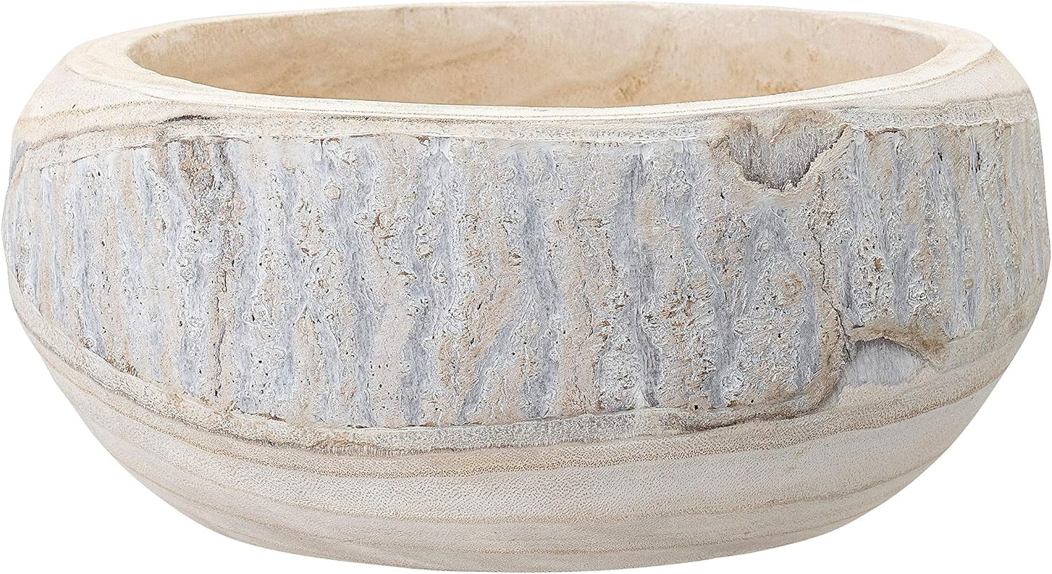 Bloomingville Decorative Hand-Carved Paulownia Wood Bowl, Whitewashed, 10.5 in Diameter, 4.25 in ... | Amazon (US)