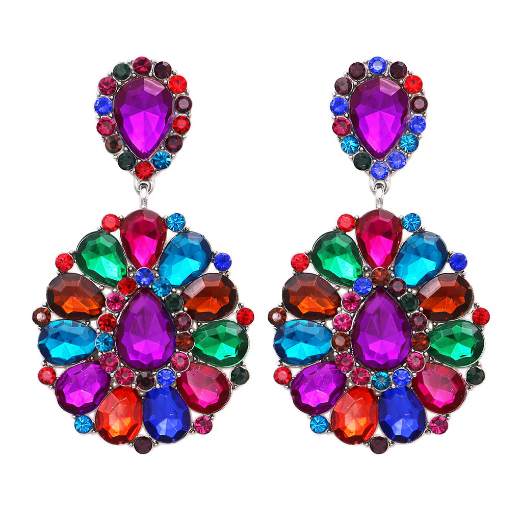 Stunning Crystal Rhinestone Dramatic Long Clip On Style Earrings, 3&quot; | Rosemarie Collections