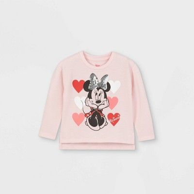 Toddler Girls' Minnie Mouse Hearts Valentine's Day Fleece Pullover - Pink | Target