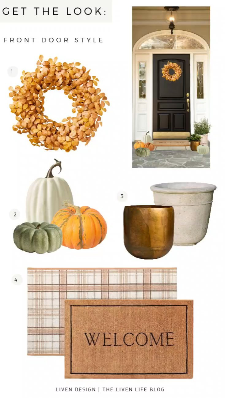 Elegant fall front door. Front door decor. Outdoor front door lights. Outdoor sconce. Fall wreath.  Outdoor planter. Decorative pumpkins. Heirloom pumpkins. Coir doormat. Home decor. Amazon decor. Target decor. Burgundy wreath. Fake pumpkin. Realistic faux pumpkins. Green pumpkin. Cream pumpkins. Lanterns. Gold planter. Yellow leaf wreath. 

#LTKSeasonal #LTKHome #LTKSaleAlert