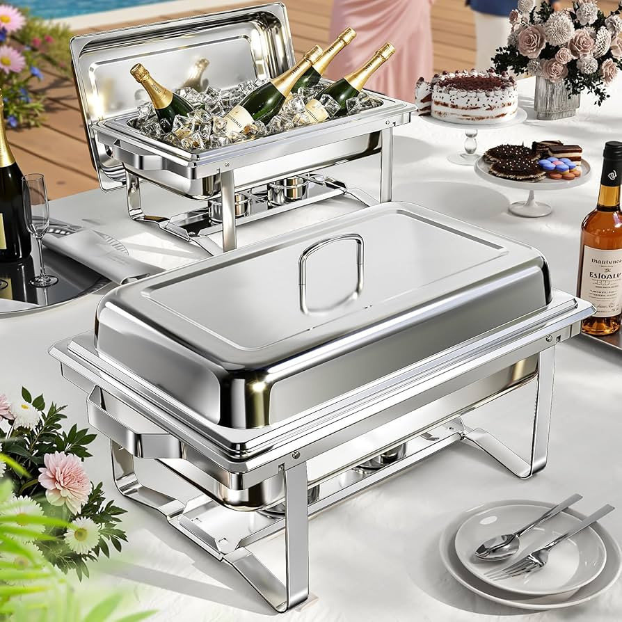 Chafing Dishes for Buffet 4 Pack, 9QT Chafing Dish High Grade Stainless Steel Chafer Complete Set... | Amazon (US)