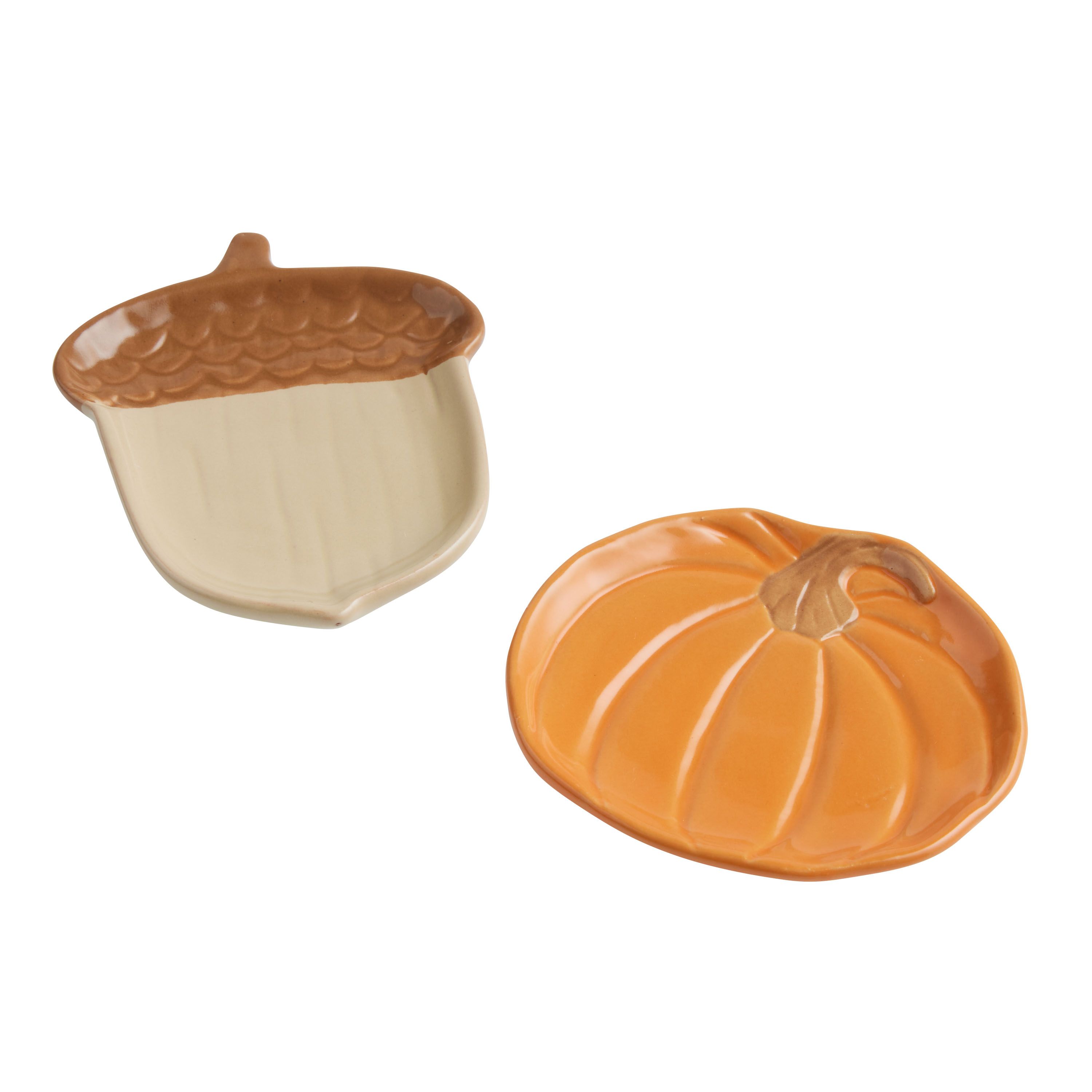 Harvest Ceramic Pumpkin and Acorn Tea Rests Set of 2 | World Market