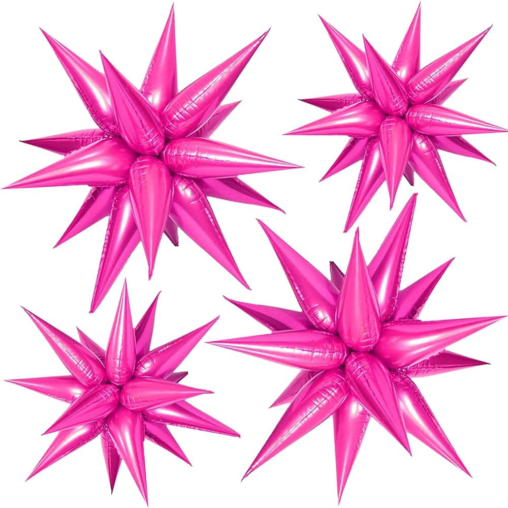FUNTOOB Hot Pink Balloons Star Balloons Metallic Star Foil Balloons Hot Pink Star Cone Balloons S... | Amazon (US)