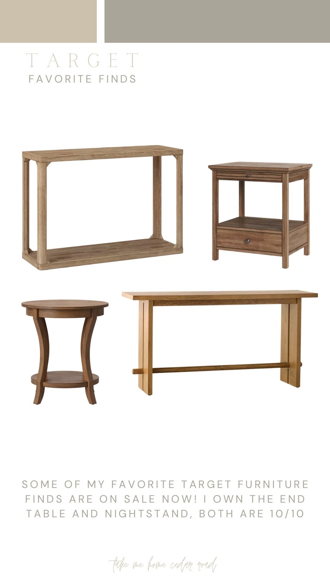 Target furniture all on sale now!!! Love these items. I own the end table and nightstand both are great quality pieces.

Nightstand, console table, entryway, end table, side table, bedroomm

#LTKHome #LTKFindsUnder100 #LTKSaleAlert