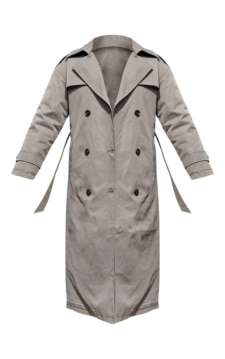 Khaki Woven Quilted Lining Trench Coat | PrettyLittleThing US