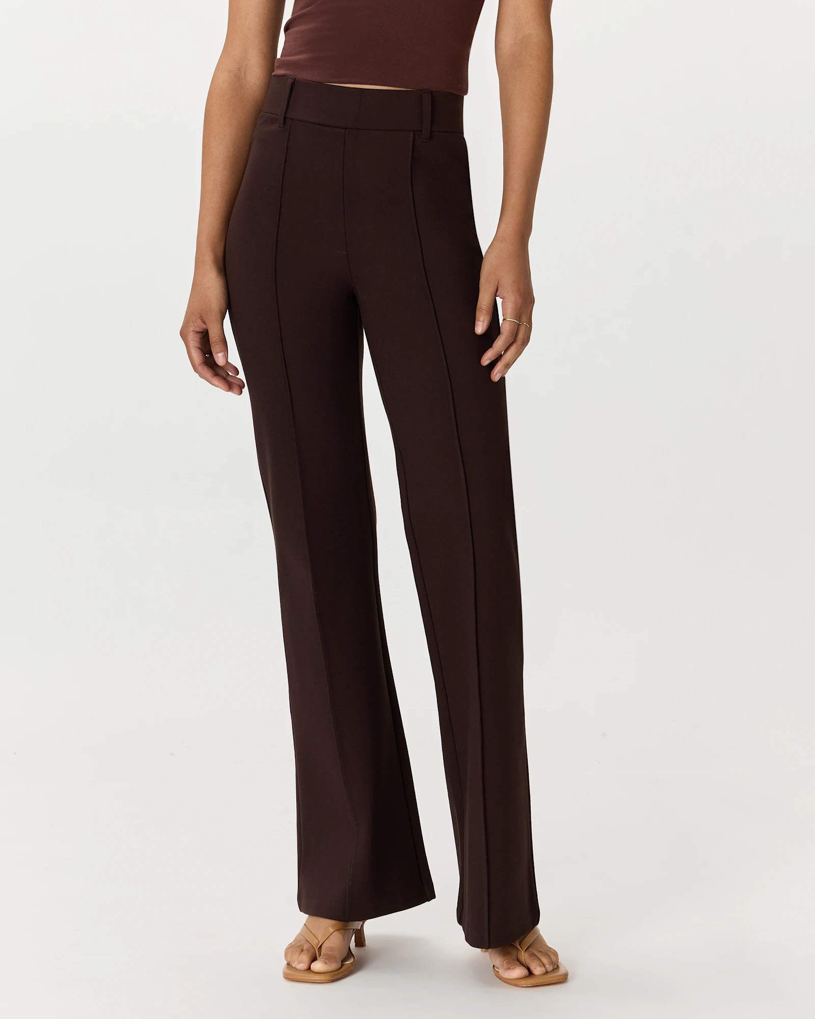 Quince | Women's Ultra-Stretch Ponte Flare Leg Pants in Navy, Size XS, Rayon | Quince