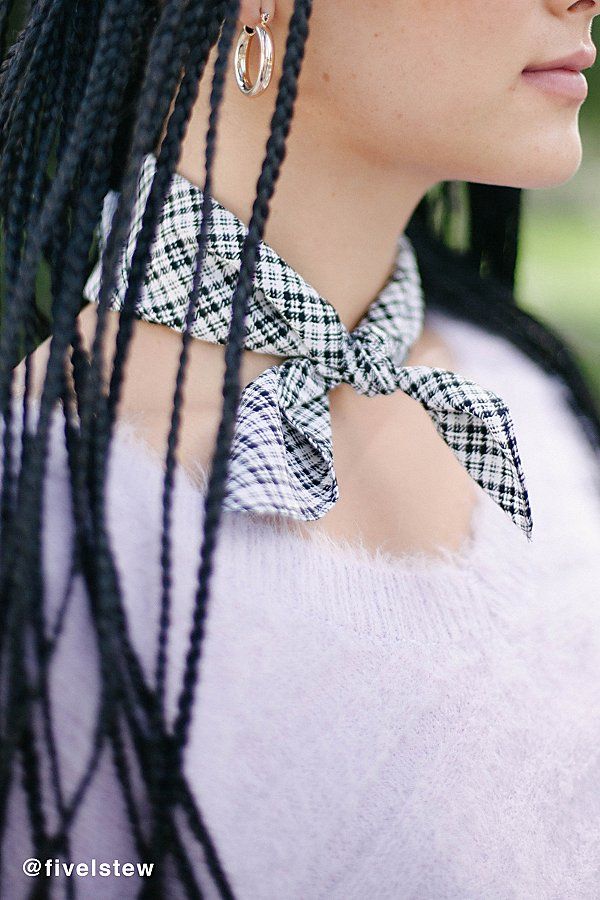 Printed Silky Mini Square Scarf - Black + White One Size at Urban Outfitters | Urban Outfitters US