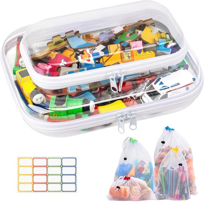 Toy Storage Organizer, 2pcs Clear Hard Shell Zipper Case Reusable for Toys, Puzzles Pieces, Build... | Amazon (US)
