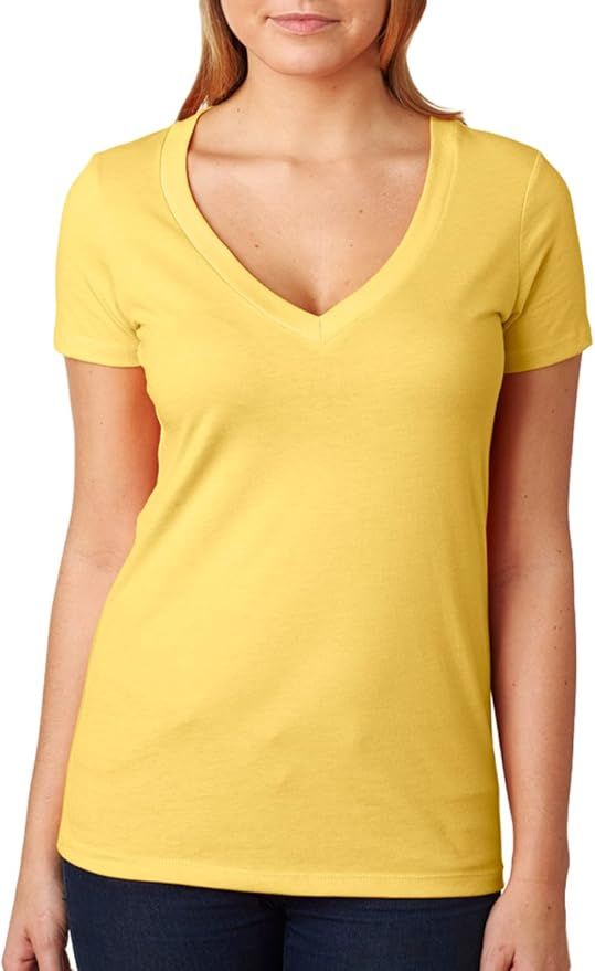 Next Level Women's CVC Deep V-Neck Short Sleeve Tee Shirt | Amazon (US)