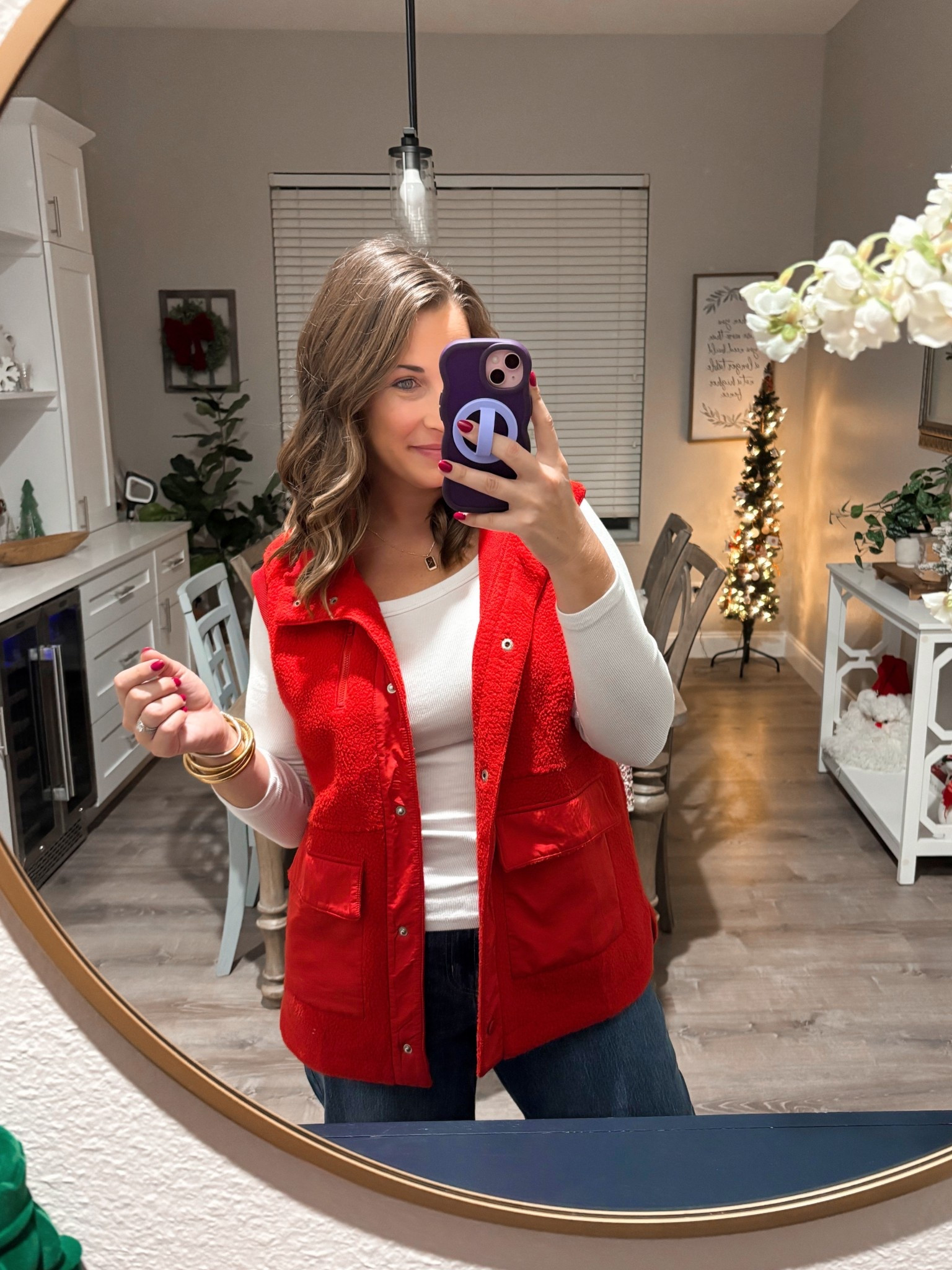 Loving this vest & my new barrel jeans!! 

Size 8
Medium 

#LTKootd #LTKHoliday #LTKmomlife