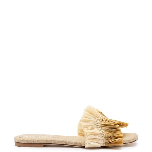 Larroudé, Ivy Fringe Flat In Beige Raffia, 6.5, Beige | Amazon (US)