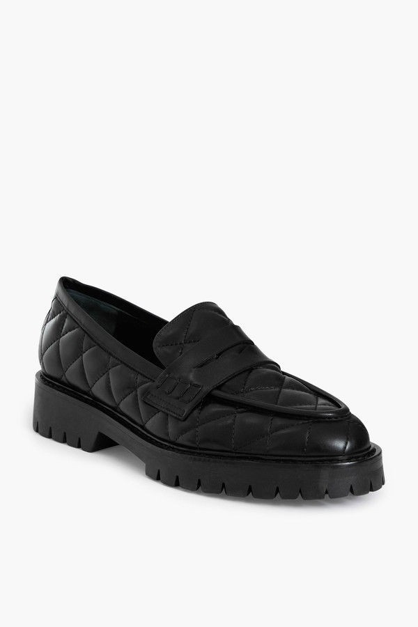 Black Quilted Leather Signe Loafers | Tuckernuck (US)