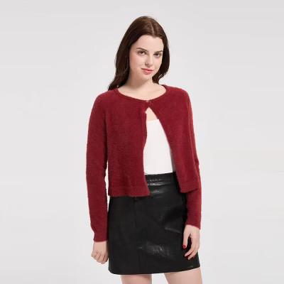 Women's Fuzzy Cardigan - Wild Fable™ Burgundy S | Target