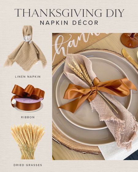 DIY \ thanksgiving napkin decor 

Table
Dining room 

#LTKparties #LTKhome #LTKSeasonal