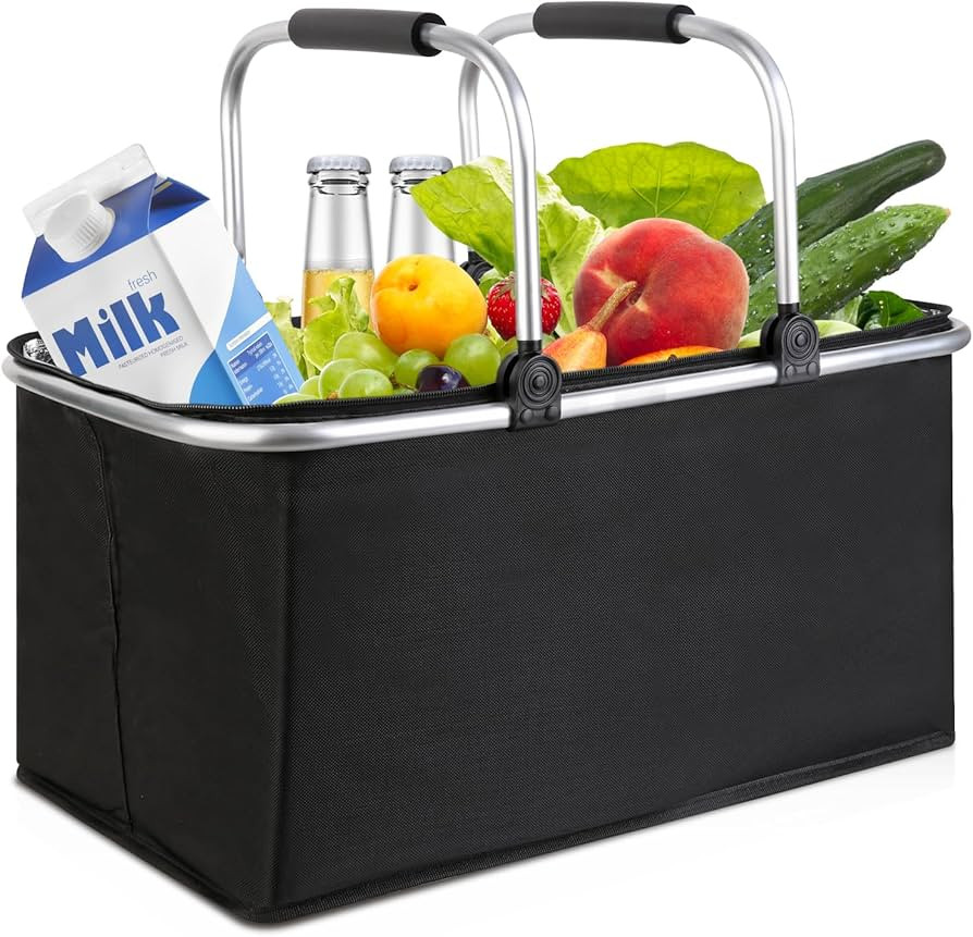 Cooling Basket Shopping Basket 30 L, Insulated with Zip, Foldable Picnic Basket, Folding Aluminiu... | Amazon (DE)
