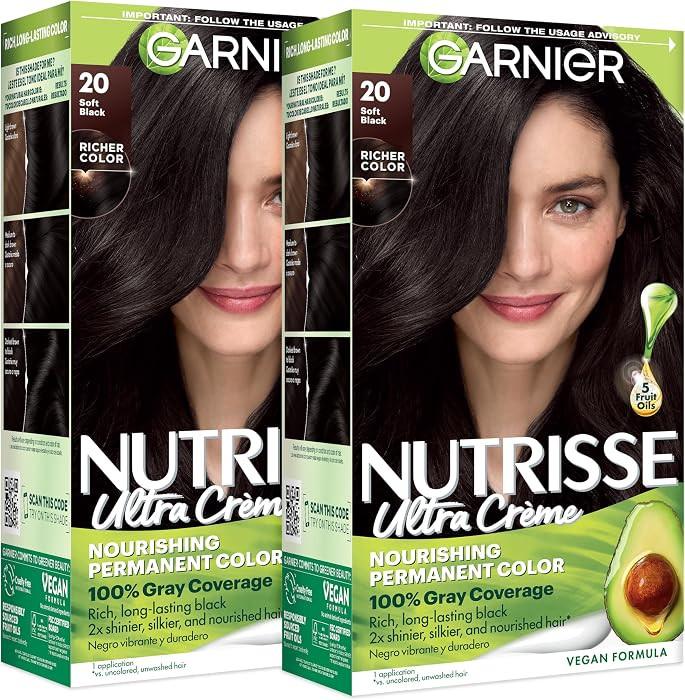 Garnier Nutrisse Ultra Cr\u00e8me Hair Color, Permanent Hair Dye with 100% Gray Coverage, Vegan &... | Amazon (US)