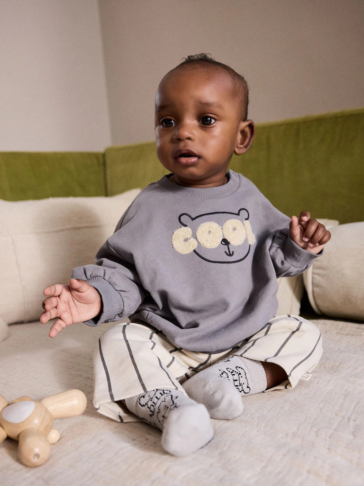 Monochrome Baby Sweatshirt and Joggers Set (0mths-2yrs) | Next EU