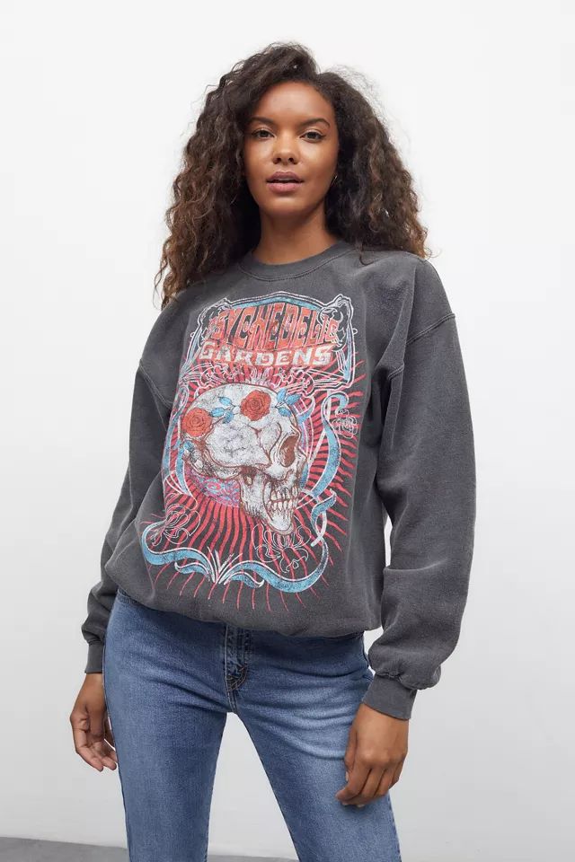 Psychedelic Gardens Overdyed Crew Neck Sweatshirt | Urban Outfitters (US and RoW)