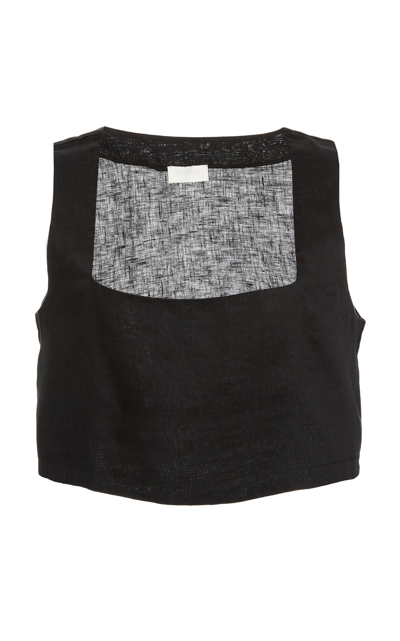 Posse - Exclusive Alice Linen Crop Top - Black - L - Moda Operandi | Moda Operandi (Global)
