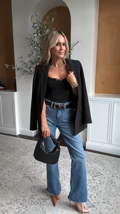 Jeans and a cute top will always be my go to! Add an oversized blazer over the shoulders to elevate instantly! Love these split hem jeans - and how gorgeous is this lace corset top for date night? 

#datenightoutfit

#LTKmomlife #LTKgrwm #LTKootd
