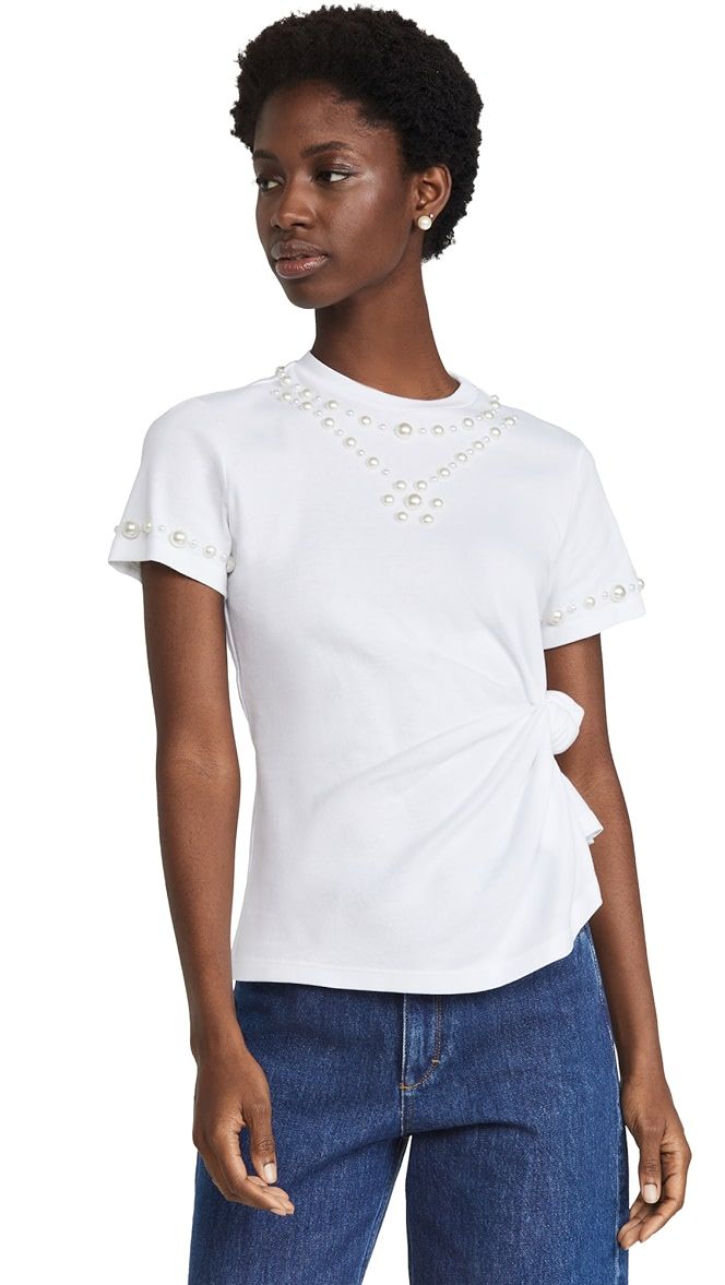 Imitation Pearl Knotted Tee | Shopbop