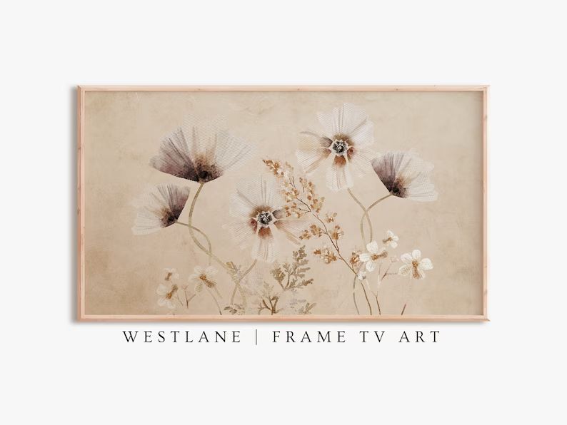 Neutral Samsung Frame TV Art | Rustic Farmhouse Flower Painting | Downloadable DIGITAL TV243 | Etsy (US)