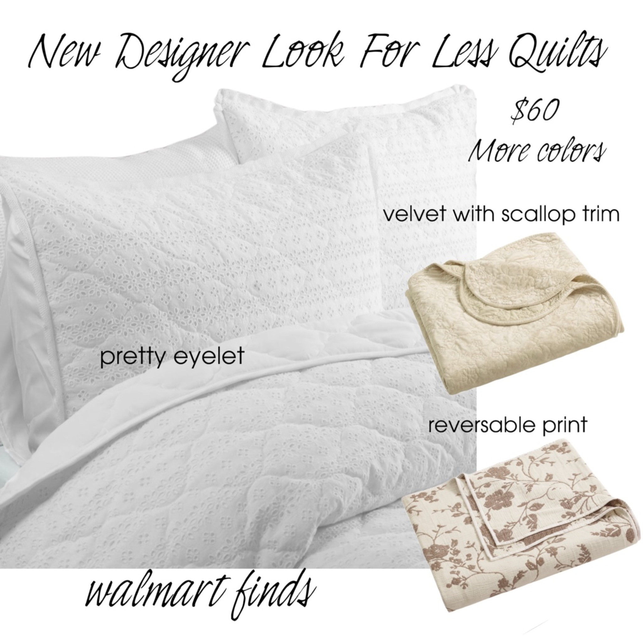 The prettiest bedding refresh without the designer price tag. 🤍 These new Walmart quilts look so high-end with eyelet details, scalloped velvet trim, and timeless reversible prints—all starting around $60. Perfect for creating that cozy, collected bedroom look for less. #WalmartFinds #DesignerLookForLess #BeddingRefresh #NeutralHome #BedroomDecor #CozyHome #AffordableHomeDecor #HomeStyling #ClassicHome

#LTKHome #LTKSeasonal #LTKmomlife