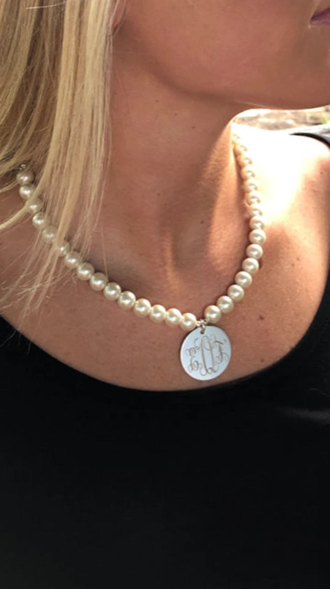 Necklace, Pearl, Gold, Silver, Monogrammed, Engraved, Wedding, Bride, Bridesmaid (new Pearl Neckl... | Etsy (US)