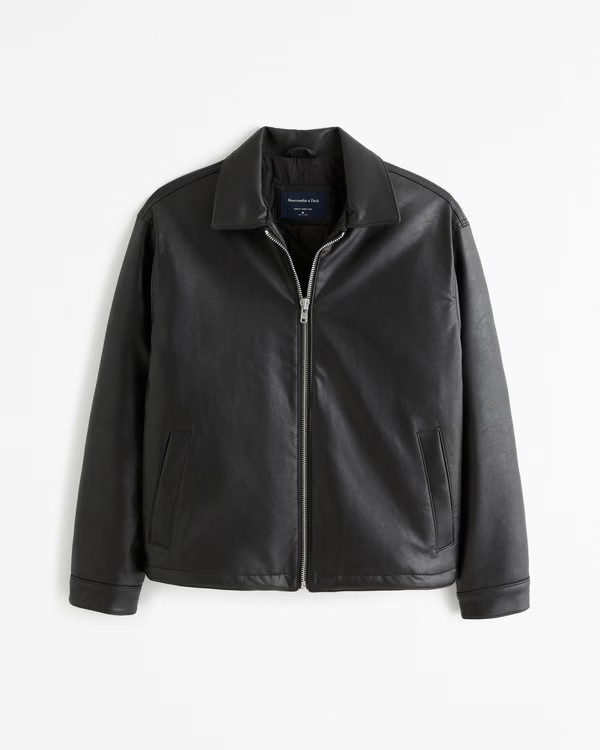 Vegan Leather Zip Trucker Jacket | Abercrombie & Fitch (US)