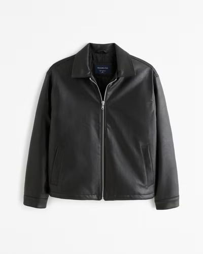 Men's Vegan Leather Zip Trucker Jacket | Men's Coats & Jackets | Abercrombie.com | Abercrombie & Fitch (US)