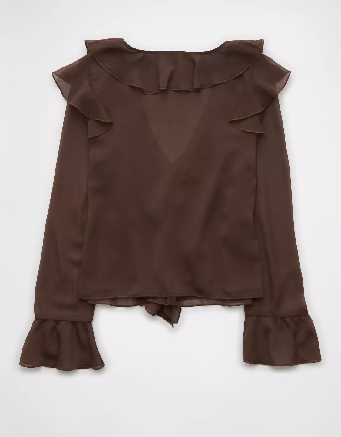 AE Chiffon Bell Sleeve Ruffle Blouse | American Eagle Outfitters (US & CA)