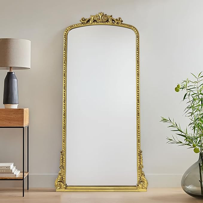 Traditional Ornate Floor Mirror Gold Arched Framed Full Length Wall Mirror Baroque Inspired Full ... | Amazon (US)