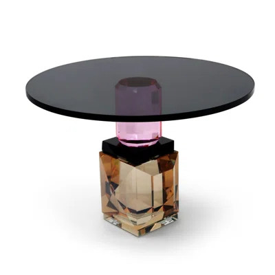 Crystal Cake Plate Black with Amber/Pink Base | Wayfair North America