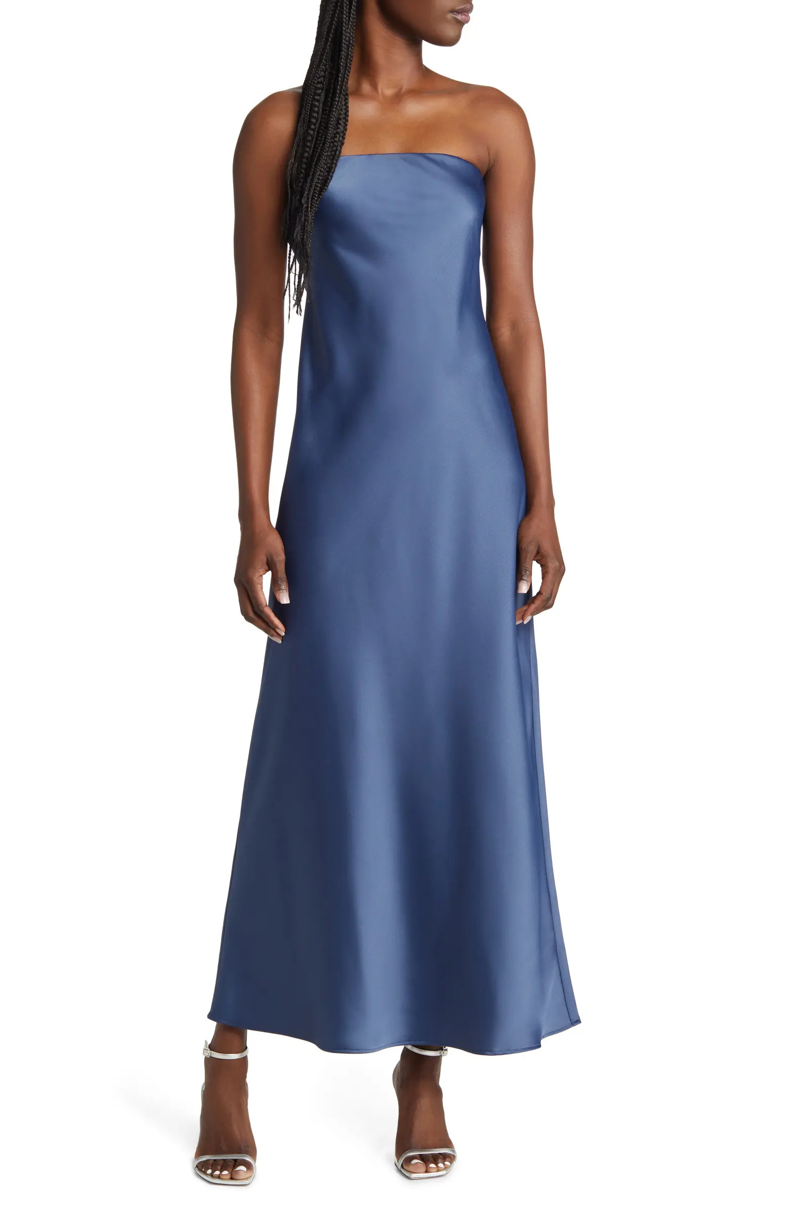 Strapless Matte Satin Bias Cut Gown | Nordstrom