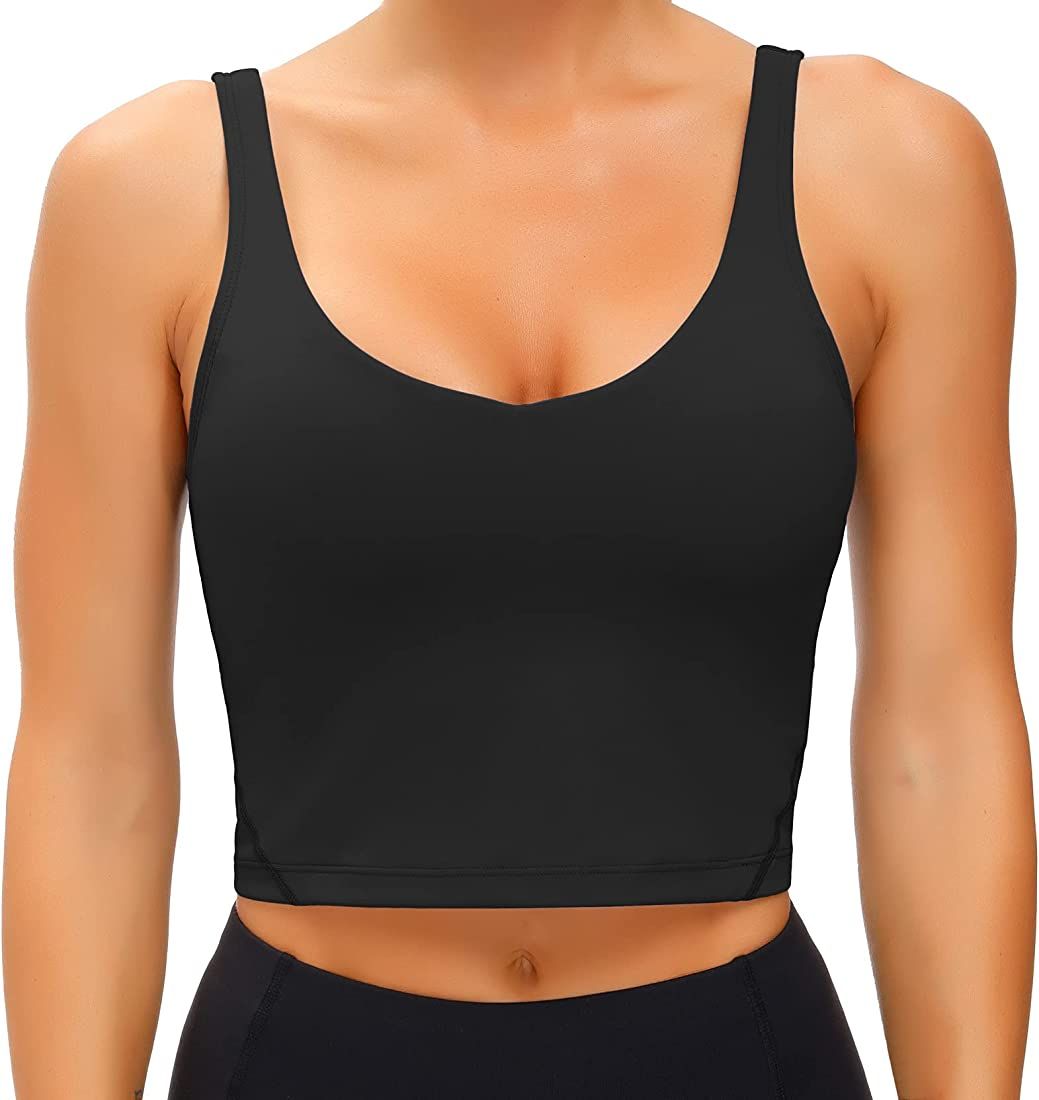 Wjustforu Women's Tank Top Padded Sports Bra Running Workout Yoga Crop Top | Amazon (US)