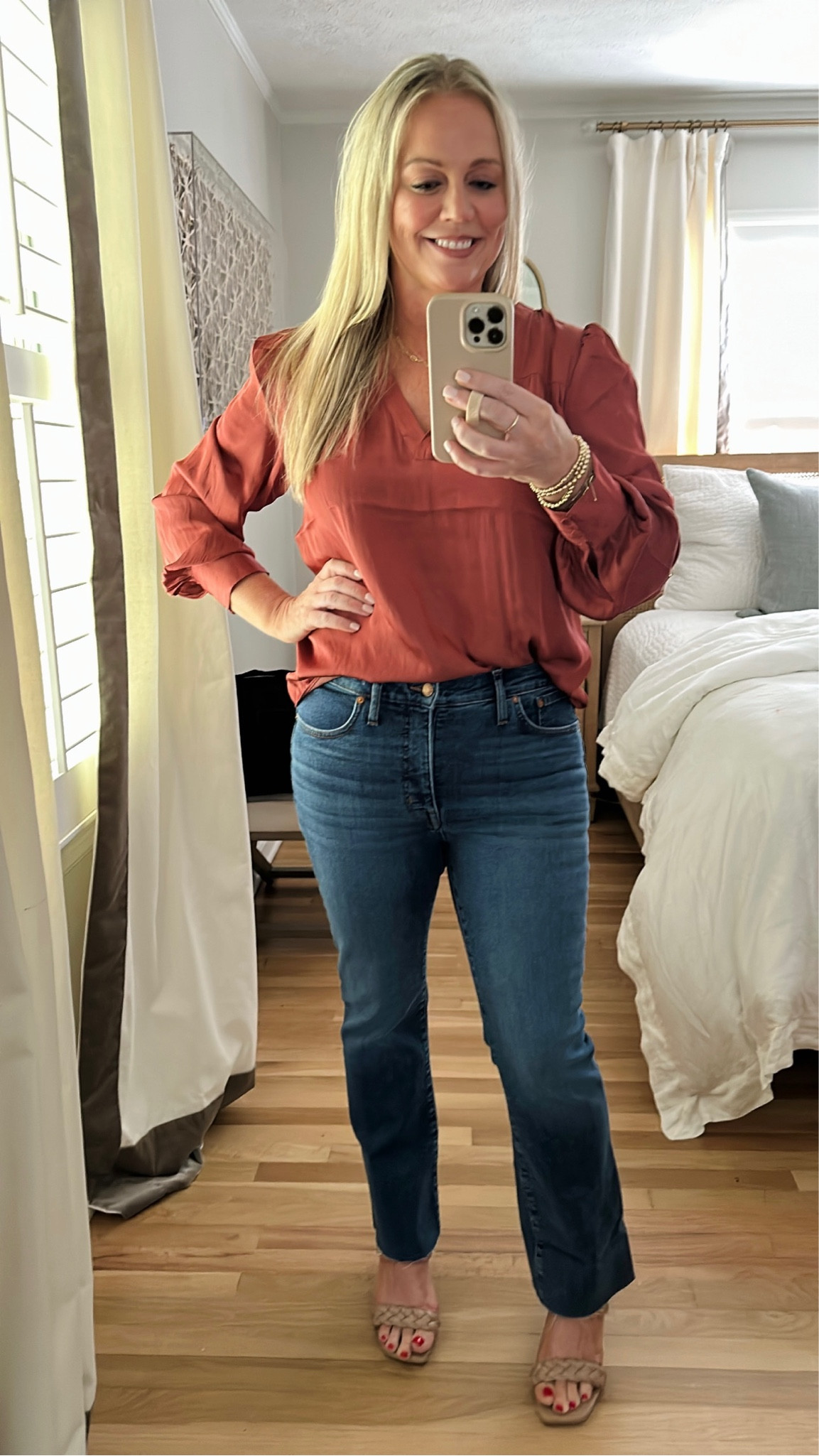 Cute and easy! Perfect weight blouse to wear alone or layer! Dress it up with black pants for the office! Very subtle puff sleeve! 

#LTKstyletip #LTKover40 #LTKsalealert