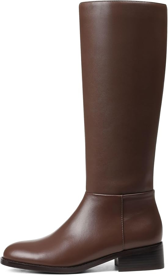 Mattiventon Knee High Boots Women Fashion Long Tall Boots with Round Toe Low Heel Side Zip Stretc... | Amazon (US)