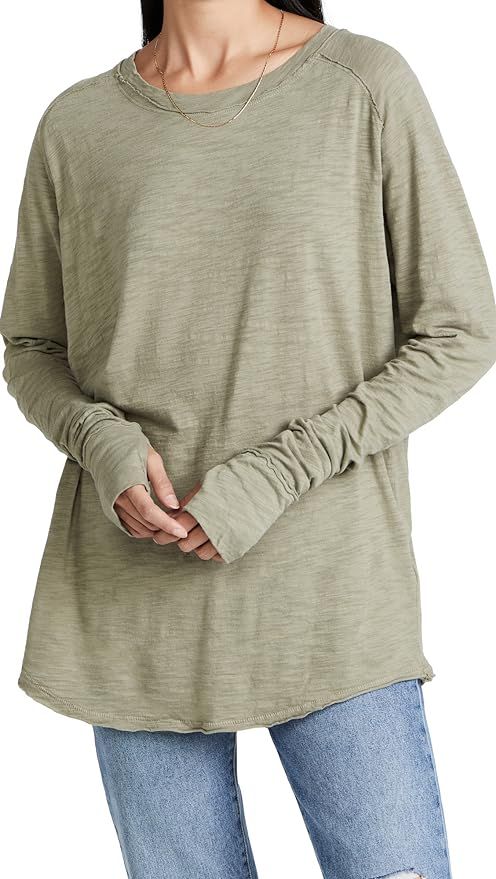 Free People Women's Arden Tee, Washed Army, Green, S at Amazon Women’s Clothing store | Amazon (US)