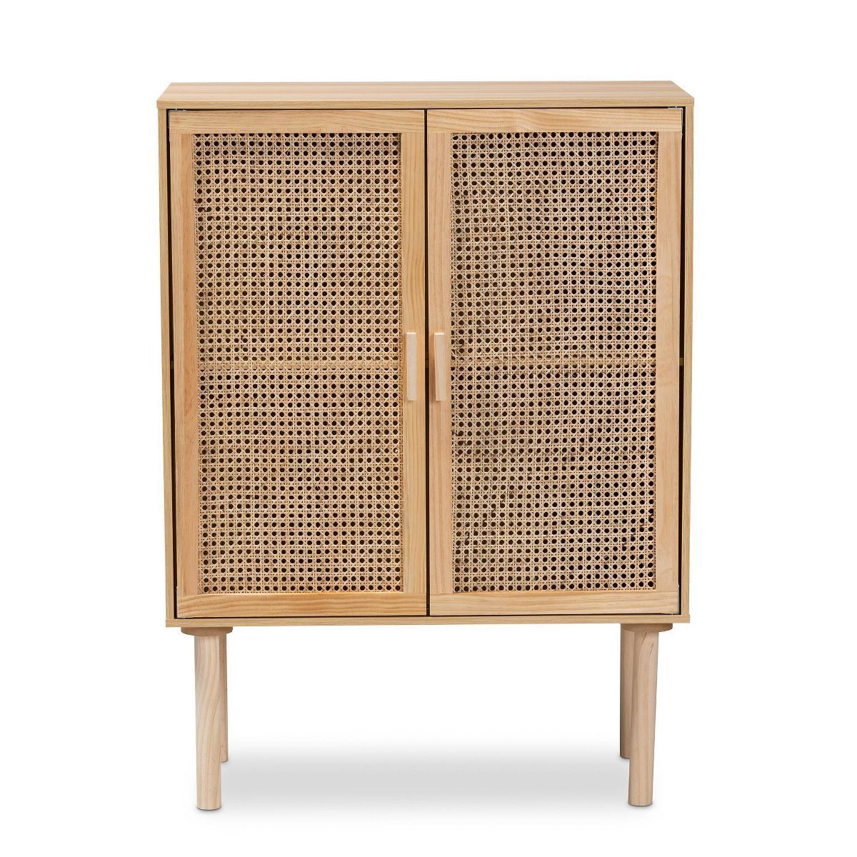 Maclean Rattan Wood 2 Door Storage Cabinet Natural/Brown - Baxton Studio | Target