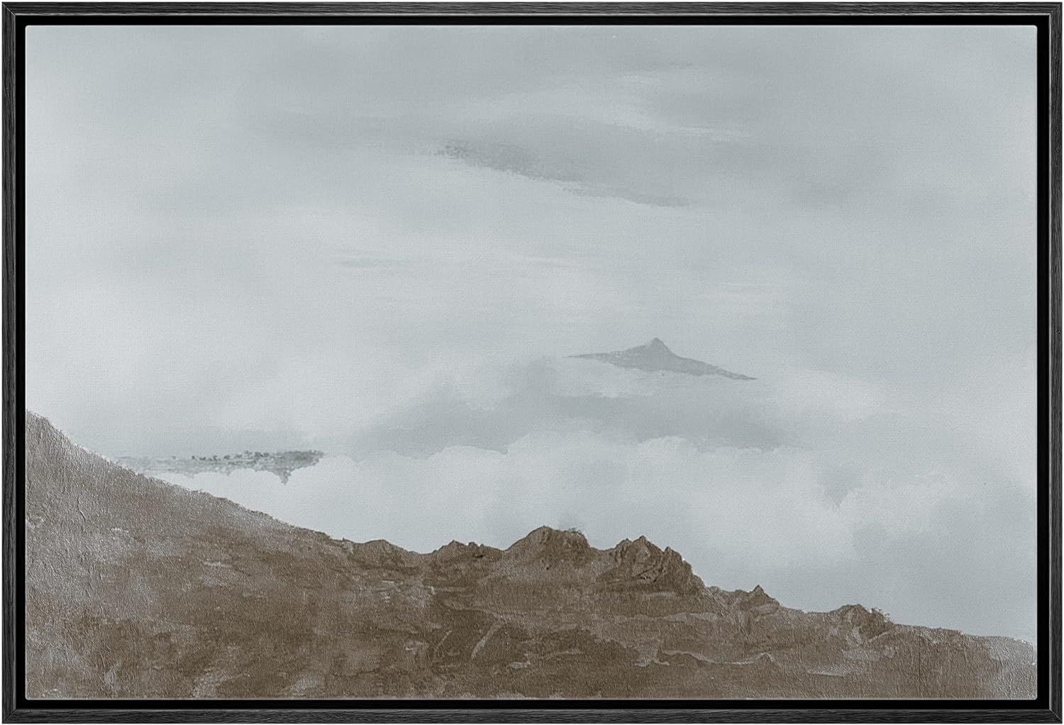 SIGNLEADER Framed Canvas Print Wall Art Brown Hill Over Foggy Terrain Scenic Wilderness Illustrat... | Amazon (US)